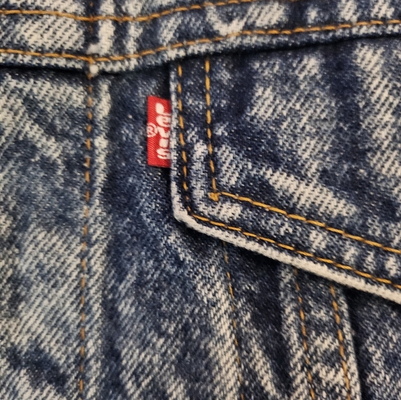 📣 Vintage 90s Levi Red Tag Acid Wash Denim Blue Jean Jacket 🧥 Size Small - Picture 4 of 7